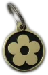 Custom-engraved Black flower design dog tag with intricate detailing - UK Pet ID