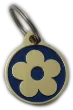 Custom-engraved blue flower design dog tag with intricate detailing - UK Pet ID