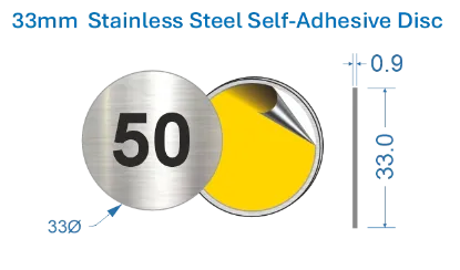 Picture of 33mm  Stainless Steel Self-Adhesive Disc 