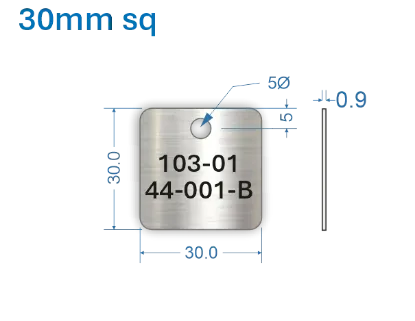 Picture of 30mm square Customised Stainless Steel Valve Tags