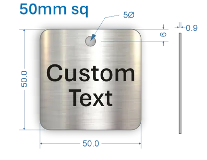 Picture of 50mm square Customised Stainless Steel Valve Tags