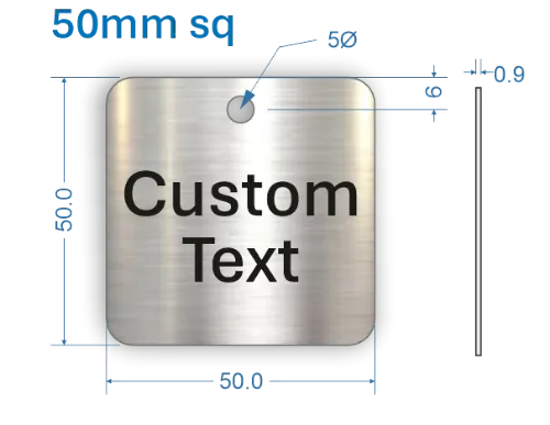 Picture of 50mm square Customised Stainless Steel Valve Tags