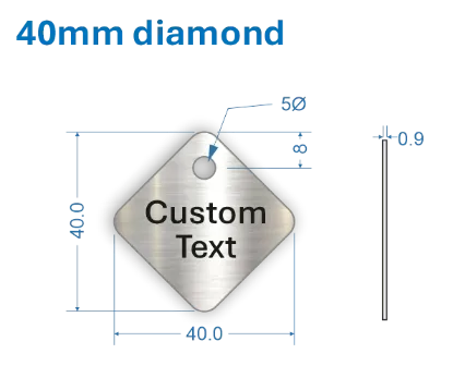 Picture of 40mm Diamond Customised Stainless Steel Valve Tags