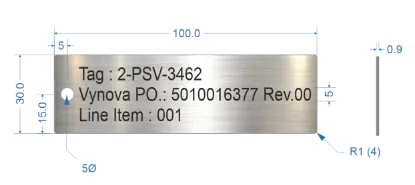 Picture of 100x30mm Rectangle Stainless Steel Valve Tags