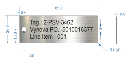 Picture of 85x30mm Rectangle Stainless Steel Valve Tags