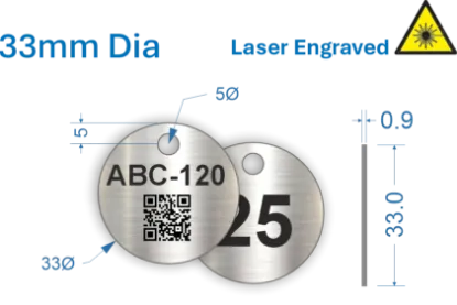 Picture of 33mm dia. Laser Engraved  Stainless Steel Valve Tags 
