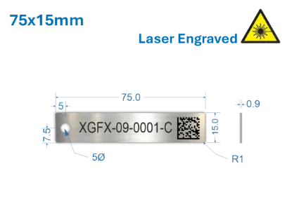 Picture of 75x15mm Laser Engraved  Stainless Steel Valve Tags