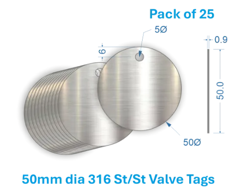 Picture of 50mm Blank Stainless Steel Valve Tags 