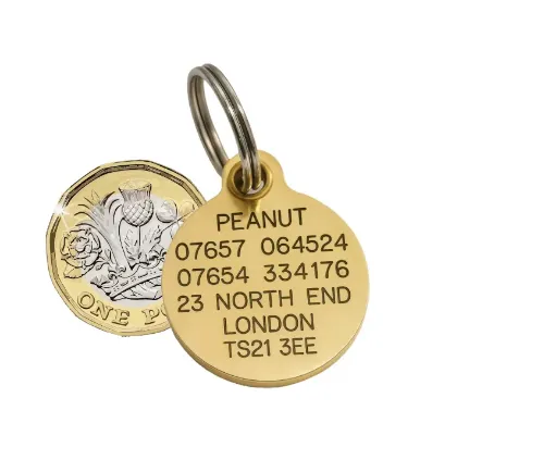 Picture of Small Brass Reinforced Round Pet Tags
