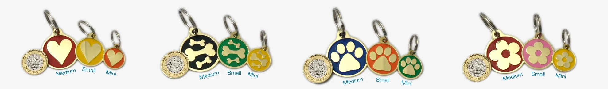 paw bone flower dog pet tags